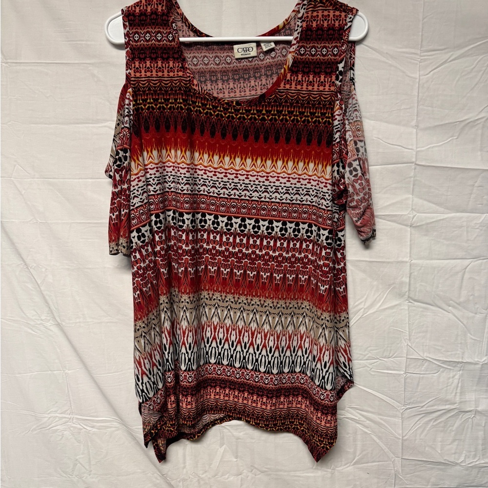 CATO Shirt Womens 18/20W Red Cold Shoulder Blouse